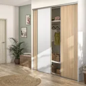 Portes de placard coulissantes Naturel/Mat, 3 portes, l224xH250cm