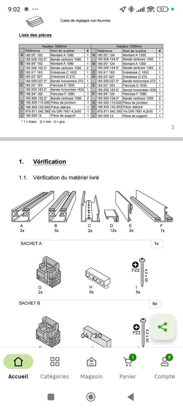 Pièce détachée verrière - parclose