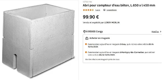 Abri pour compteur d'eau béton