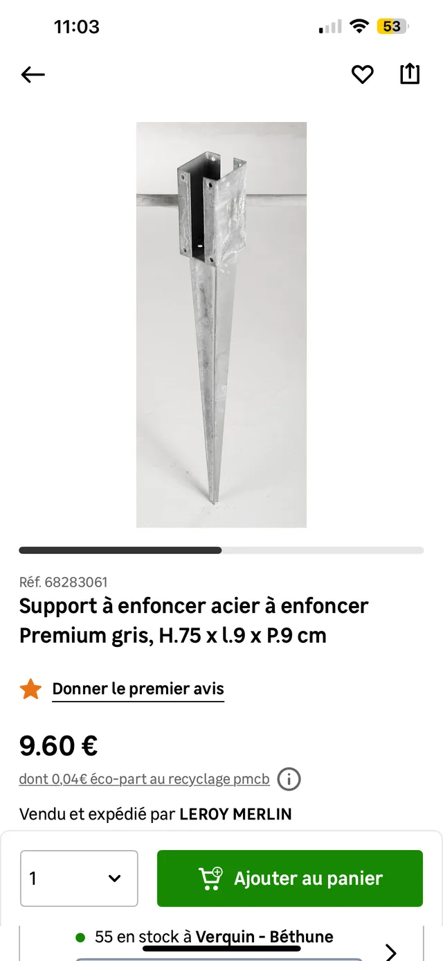 J’avais prévu Support à enfoncer acier à enfoncer Premium