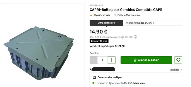 Boitier électrique pour comble